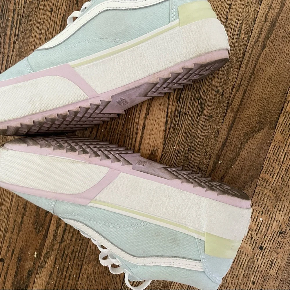 Vans Old Skool Stacked Platform Shoe Pastel Baby Blue Womens 9 US - Picture 5 of 5